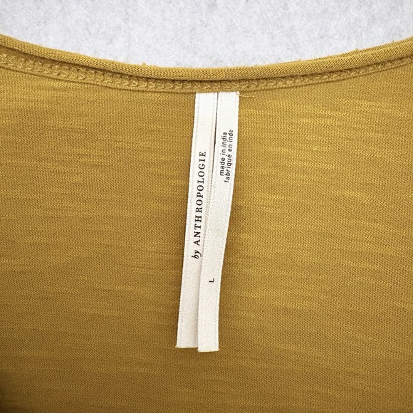 Anthropologie Top Size Large Ruffled Down V-Neck Shirt Ruffle Blouse‎ Holly Gold - Picture 7 of 8